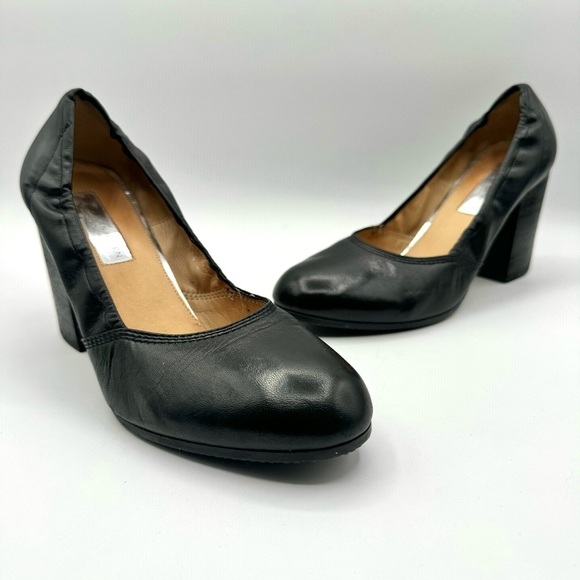 DRIES VAN NOTEN BLACK LEATHER HEELS CHUNKY HEELS WOMEN MADE IN ITALY  39.5 - Picture 8 of 16